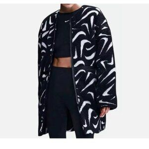 Nike Sportswear Loose High-Pile Lightweight Cozy Full Zip Black Jacket Size S